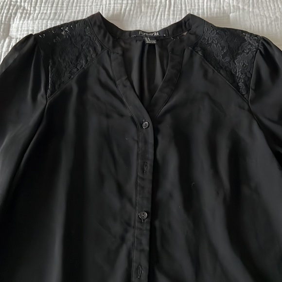 Black sheer long sleeved shirt - Picture 2 of 6